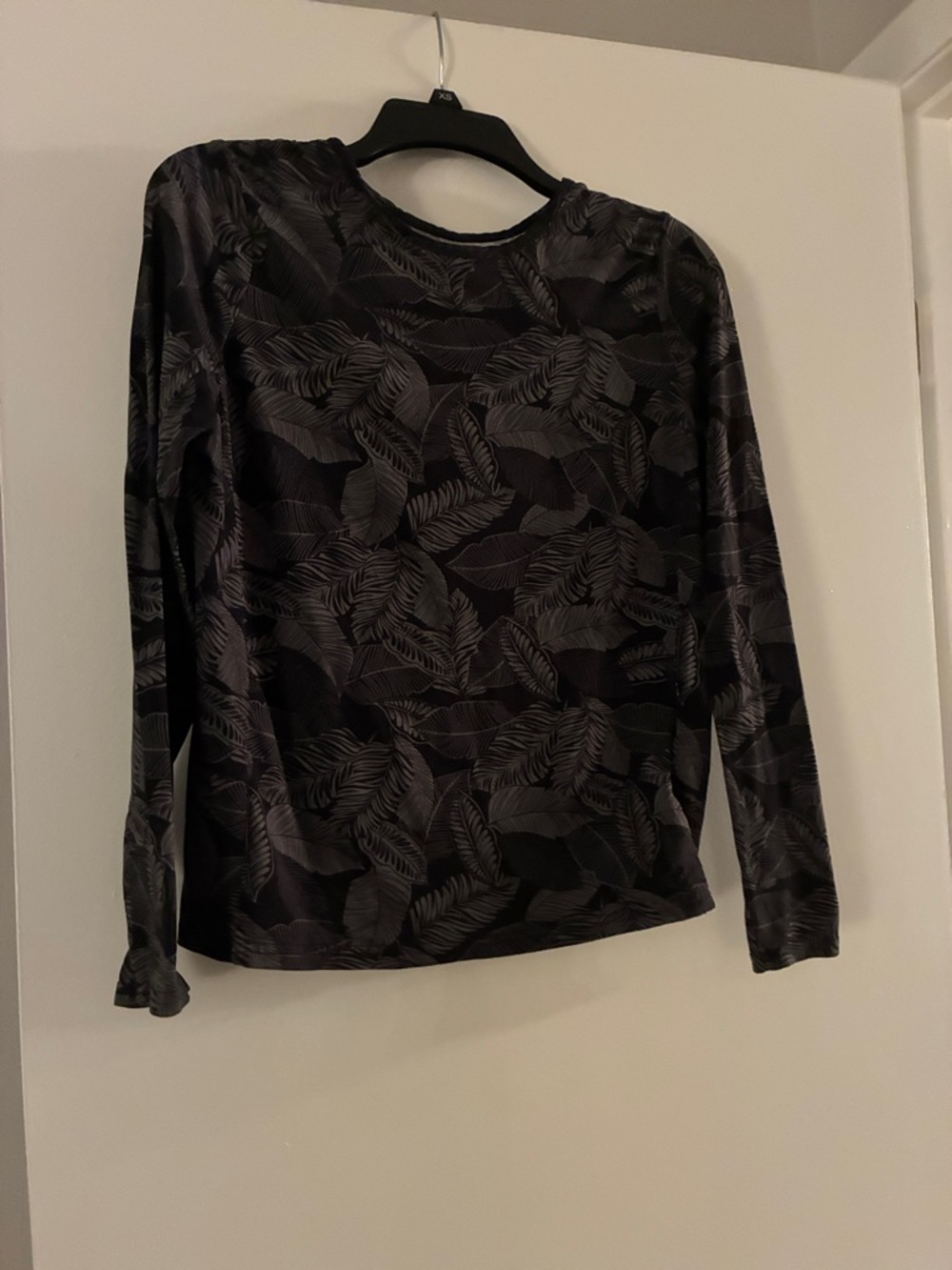 Hang Ten Black Leaf-Print Long Sleeve Swim Shirt